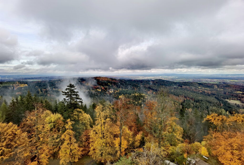 Ausblick vom Burgfried auf dem Weißenstein über den Steinwald